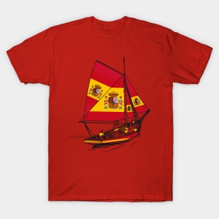 Support Spanish Vintage Spain Ship Sailing with Team of Spain Teamwork Achieves More T-Shirt